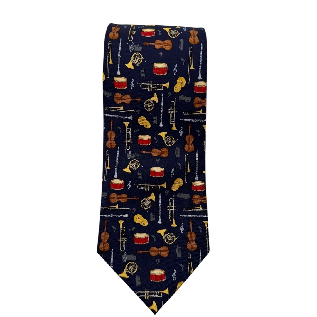 Alyn Creative Tie - Musical Instruments Pattern - Silk Necktie - Men's B14q